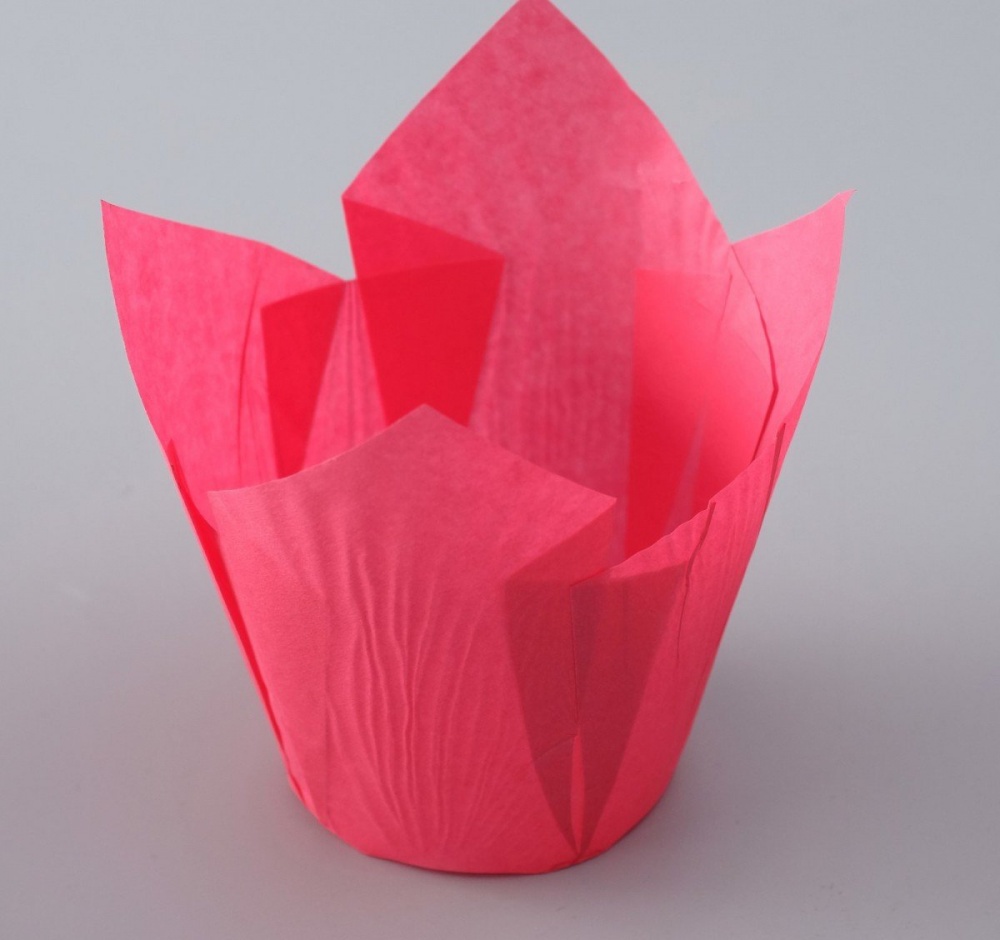Форма бумажная /Тюльпан/, темно-розовый, 5x8см.