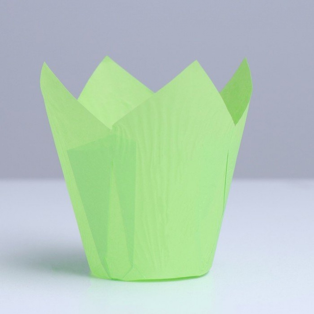 Форма бумажная /Тюльпан/, зеленый, 5х8см.