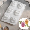 Форма для муссовых десертов и выпечки /Розы/, 30x17,5см., 6 ячеек, цвет белый