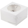Упаковка на 4 капкейка 16x16x10см., окно ромашка стилиди, белый